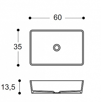 Раковина накладная NOVELLO 028120 Teknorit Bianco белый матовый 580x380x140