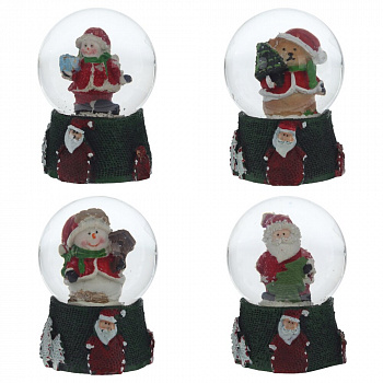 Фигурка декор в стекл шаре "Дед Мороз/Снеговик/Мишка", D 4.5 см, L4,5 W4,5 H6 см, 4в.