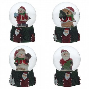 Фигурка декор в стекл шаре "Дед Мороз/Снеговик/Мишка", D 4.5 см, L4,5 W4,5 H6 см, 4в.