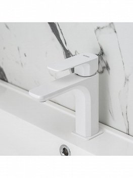Смеситель для раковины с донным клапаном DANIEL TIARA TA60514 белый матовый