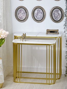 Консоли с белым мрамором, набор 2 предмета 79х32х73; 68х27х66см Casaentera CE04-54-038/037