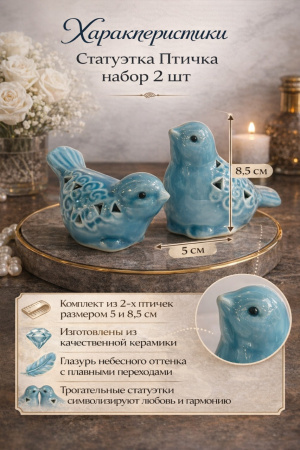 Набор статуэток птиц из керамики