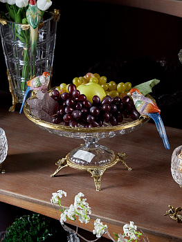 Чаша с птицами 38х31х24см Casaentera CE04-31G2731/HGL480/GLASS
