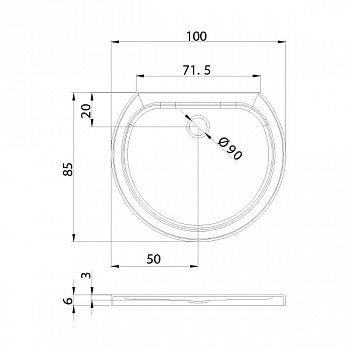 Поддон душевой полукруг NEW TRENDY RONDO ULTRA B-0342 белый 1000x850x60